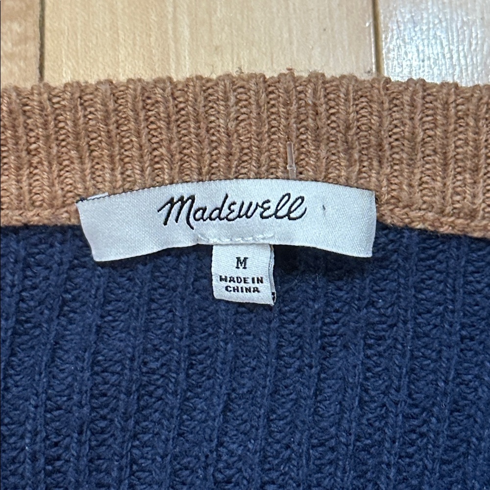 Madewell Brown and Navy Crew Neck Sweater - Picture 3 of 7